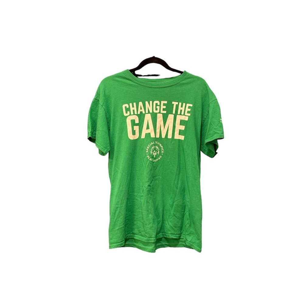 Gildan Unisex Change the Game Graphic special Olympics Green T-Shirt Size M